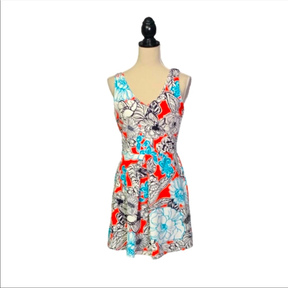 Floral Fit & Flare Dress Sz L